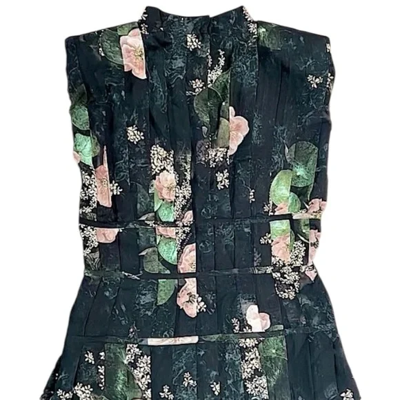 NWT’S All Saints Coco Asiago Maxi Dress Black & Pink Fishtail Grunge Floral 12 - Picture 9 of 15